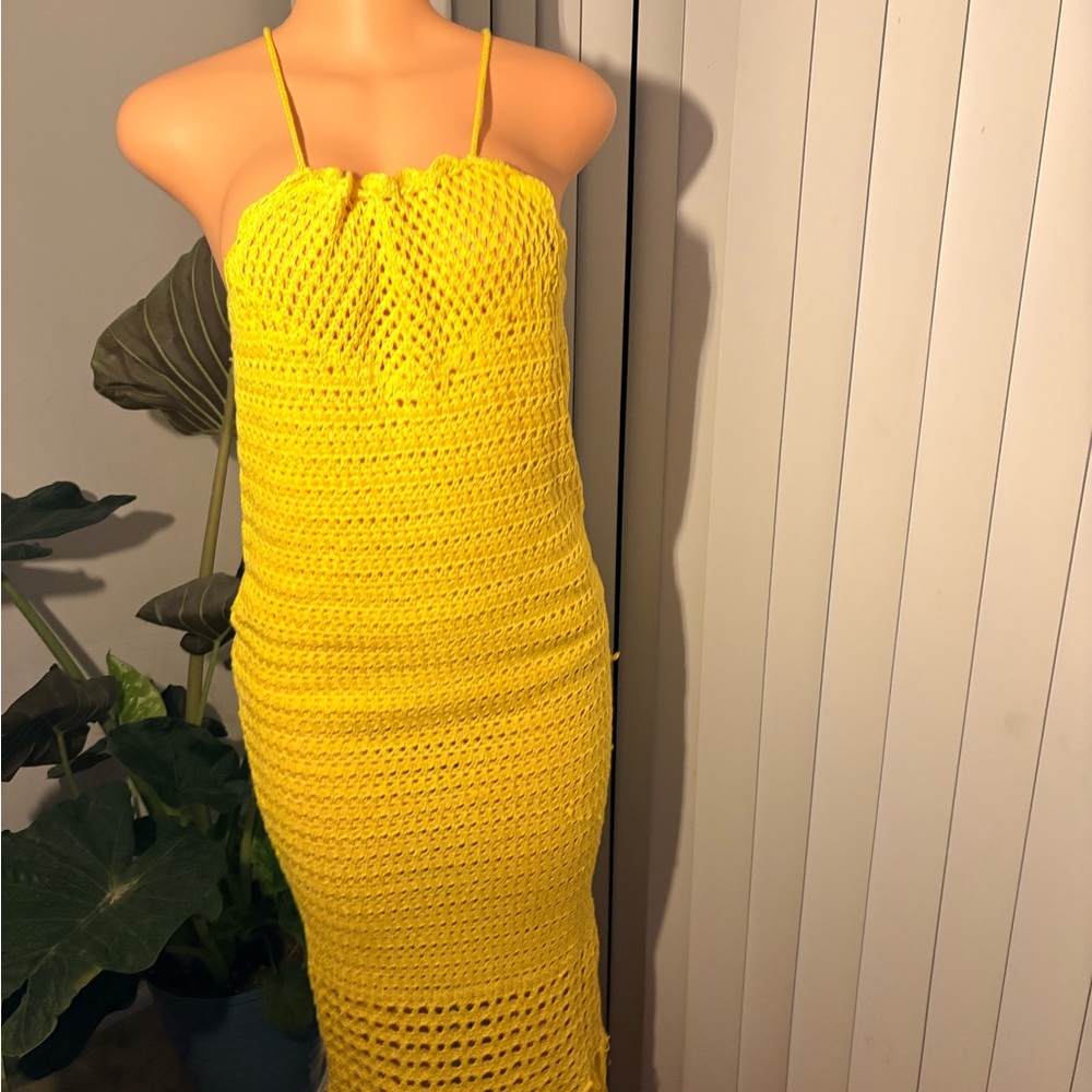 Yellow Crochet Women Dress